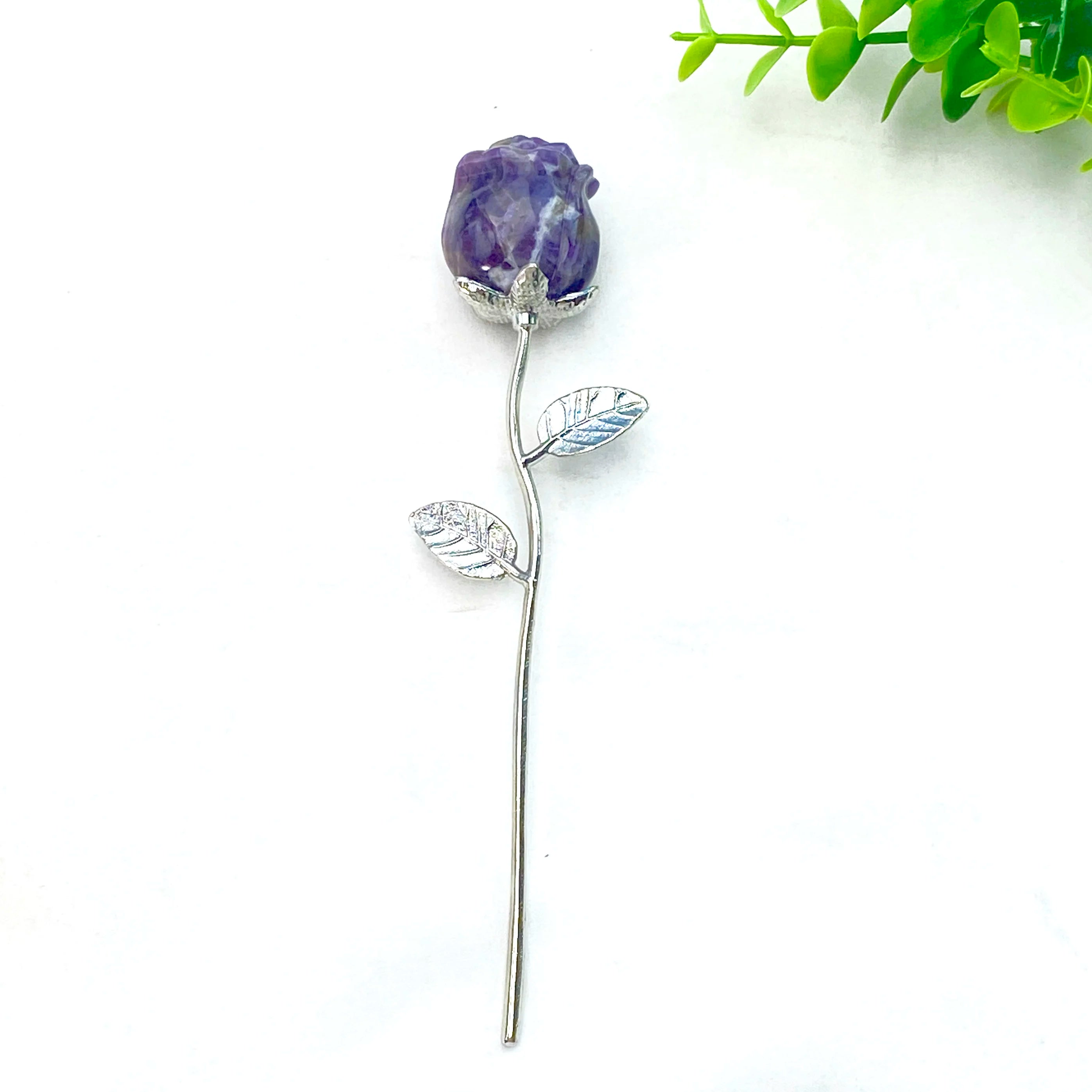 Crystal Carved Rose Flower — Natural Gemstone Rose Gift