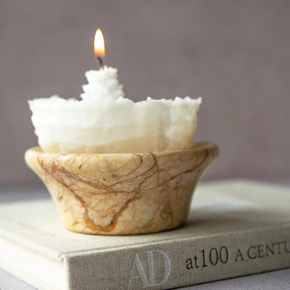 Handmade Spherical Aromatherapy Candle — Rotating Line Art Design
