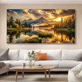 Golden Sunrise Snowy Mountains Canvas Print — Boho Landscape Wall Art