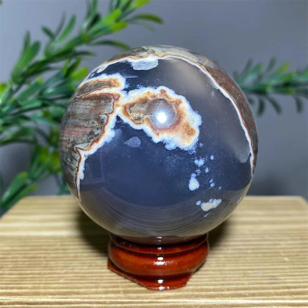 Natural Agate Crystal Sphere with Stand | Hand-Selected · Unique Flash Stone