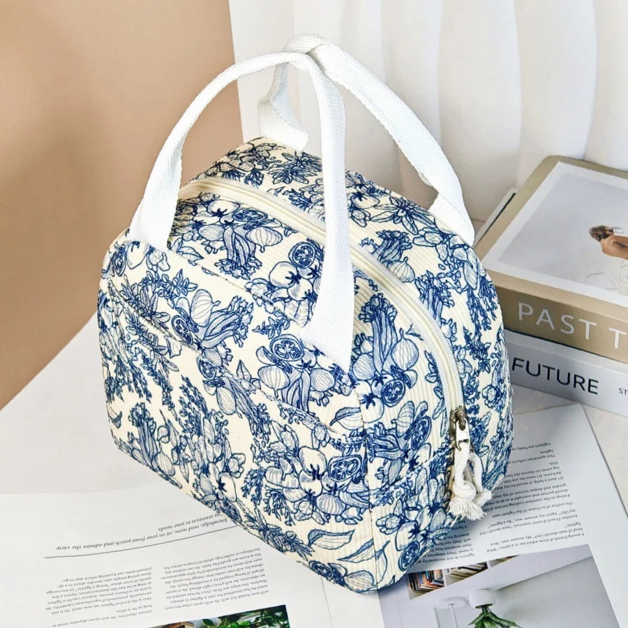 Quilted Floral Lunch Bag | Reusable Picnic & Travel Tote