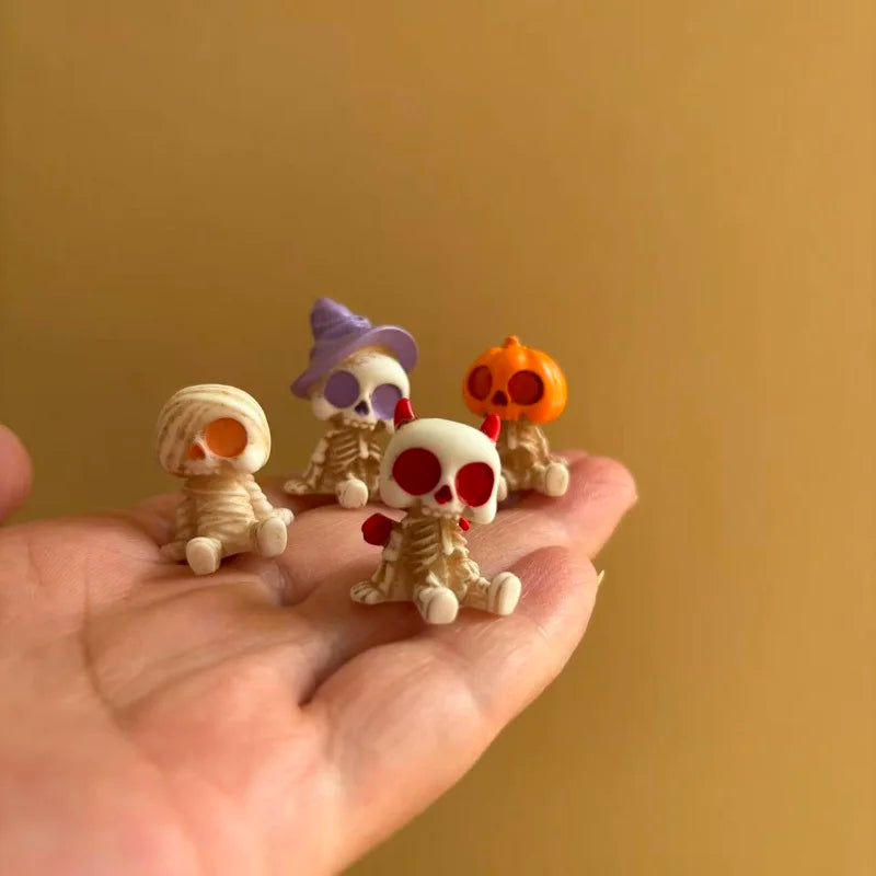 Halloween Mini Figurines Set | Pumpkins, Ghosts & Skulls | Spooky Resin Decor