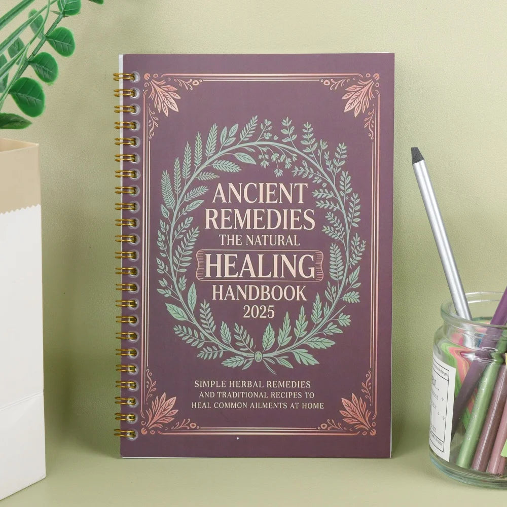 Ancient Remedies 2025 | Natural Healing Spiral Journal & Vintage Wellness Notebook