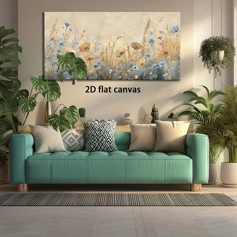 Wildflower Meadow Tall Canvas Print | Vertical Abstract Wall Art