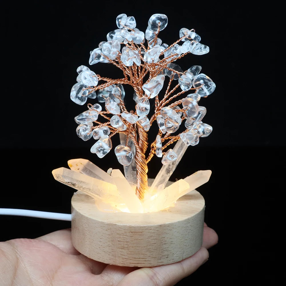 Crystal Tree Lamp – Natural Stone Reiki Healing Décor