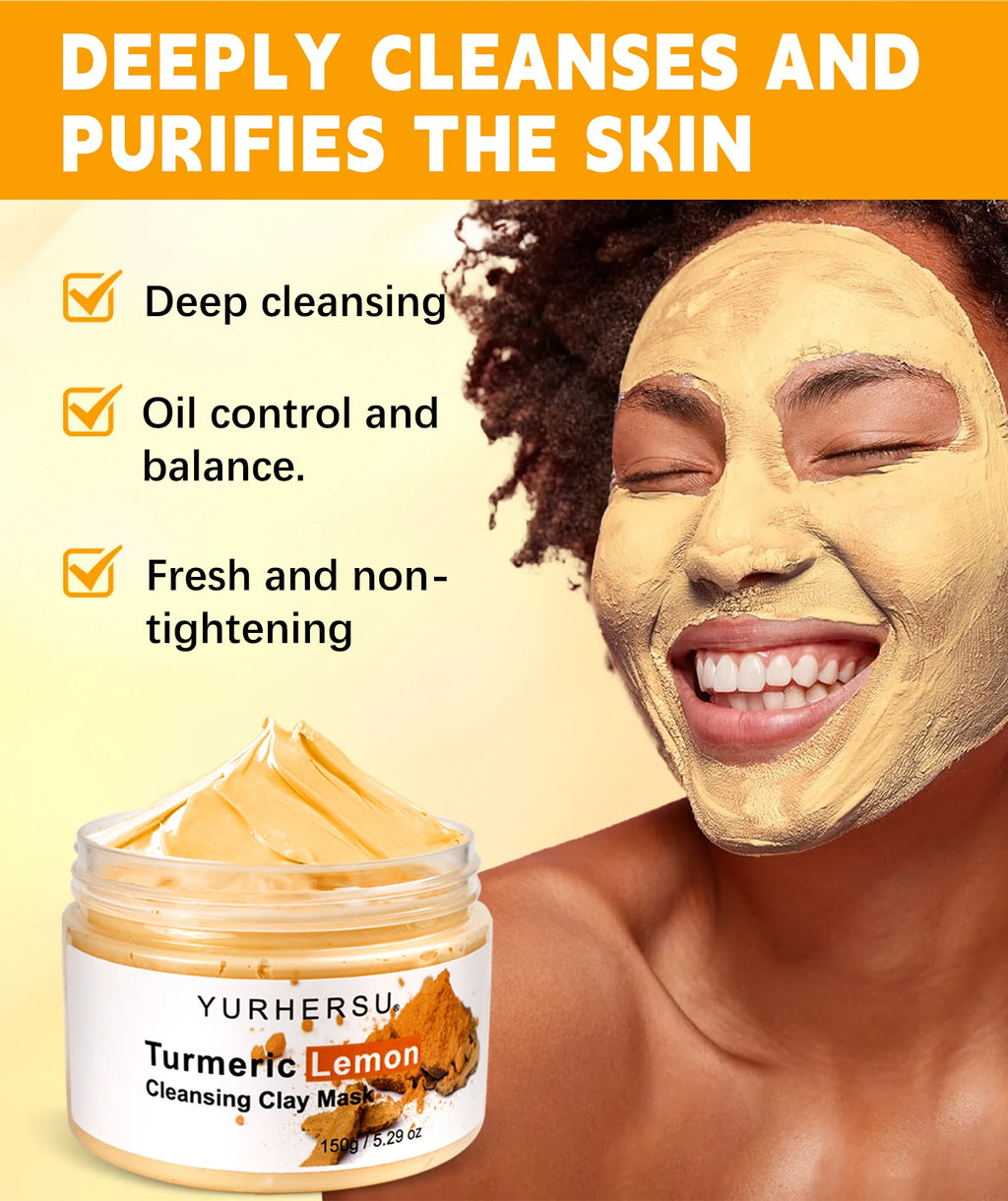 Turmeric & Vitamin C Clay Mask – Deep Cleansing, Pore-Minimizing & Brightening