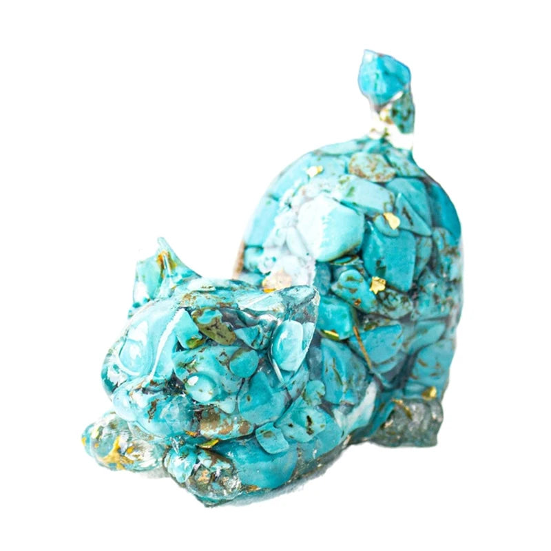 Natural Crystal Cat Figurine — Stone Sculpture Desktop Décor