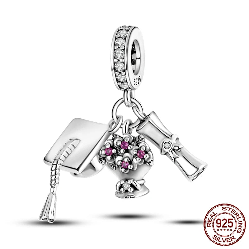 925 Sterling Silver Charm Holder Set – Bag Charm & Key Ring for DIY Jewelry
