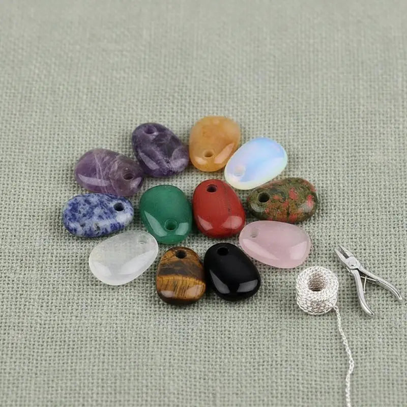 Natural Crystal Oval Pendant Charm | 25x35mm Stone Charm for DIY Jewelry Making