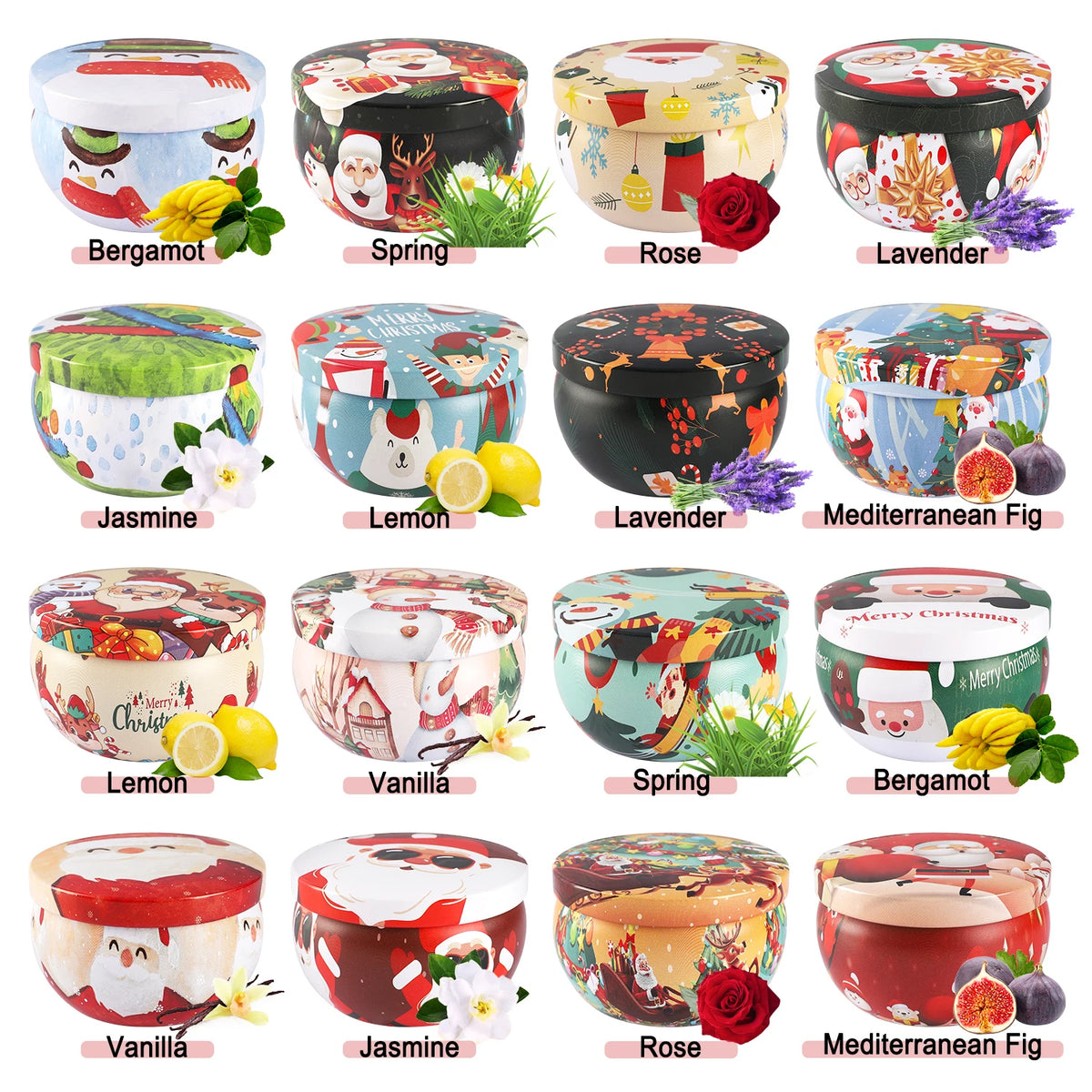 Christmas Tin Candle Gift Set | 16 Pieces