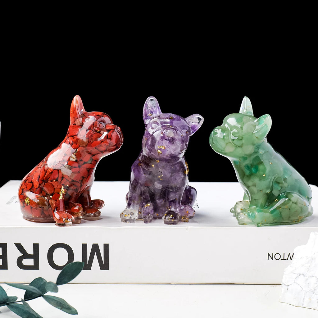 Dog Figurine | Resin & Crystal Gravel Keepsake