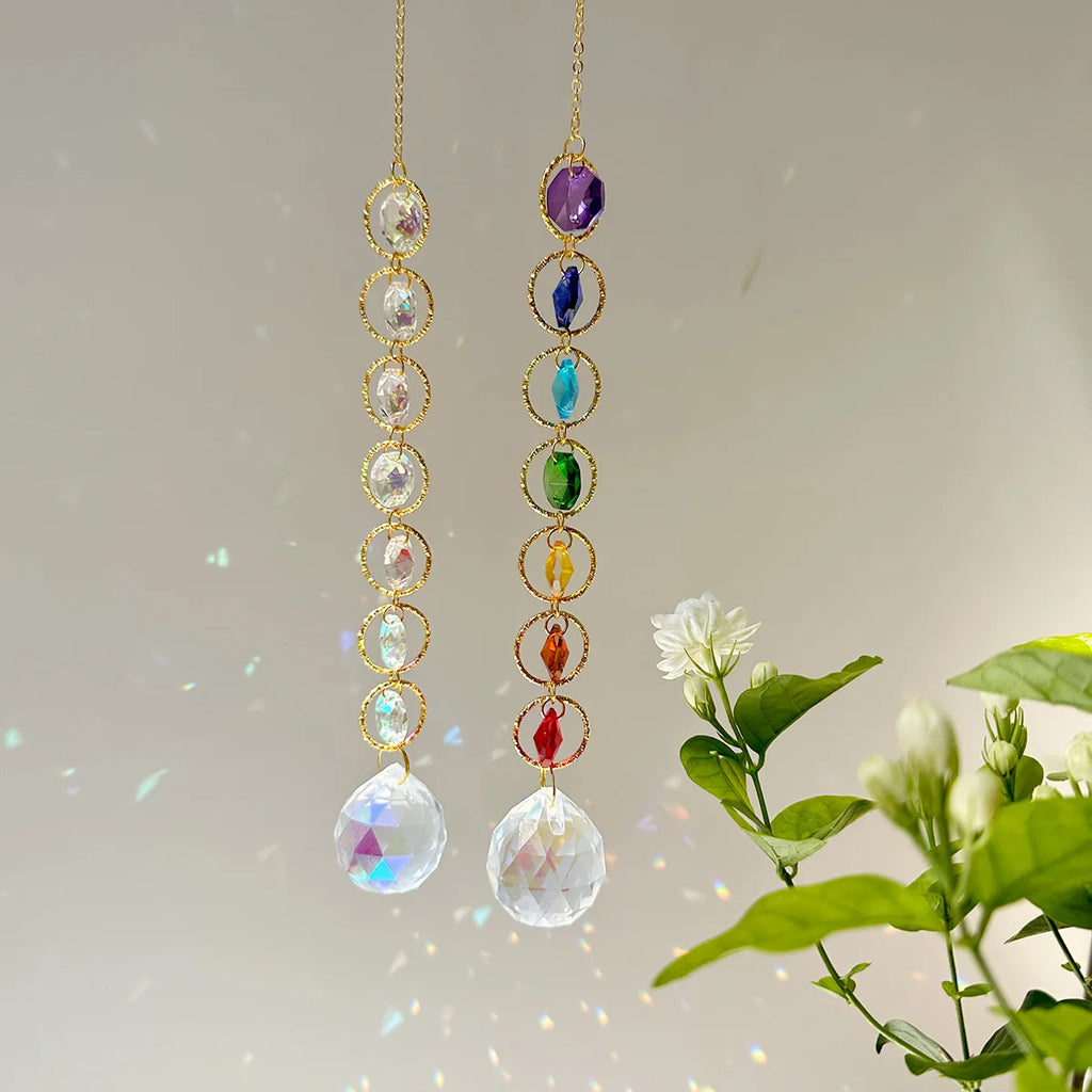 Rainbow Whimsy Crystal Suncatcher Mobile