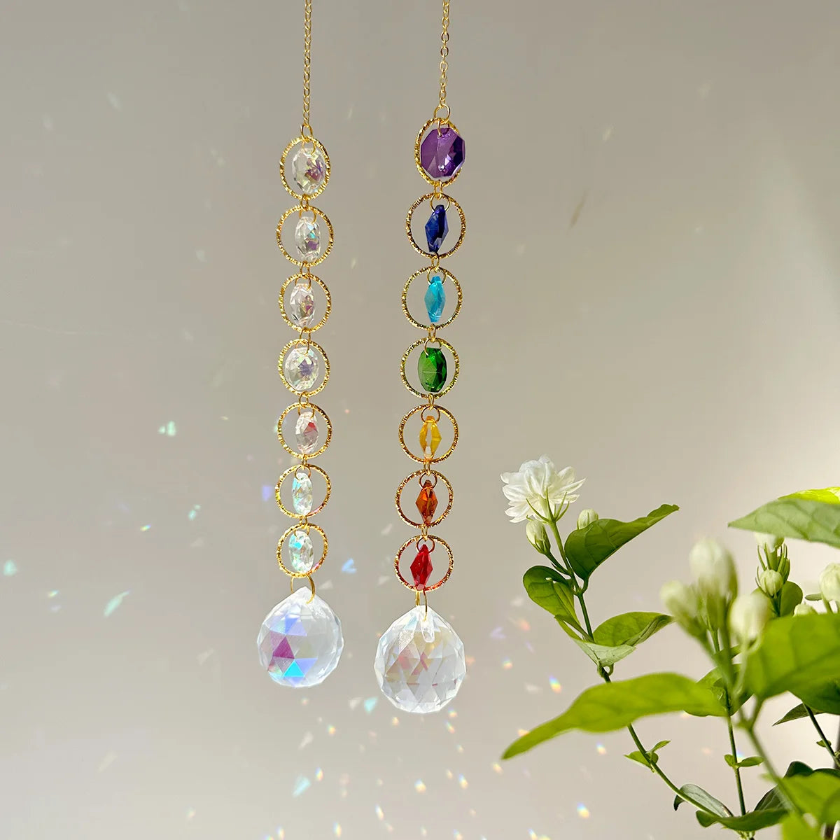 Rainbow Whimsy Crystal Suncatcher Mobile