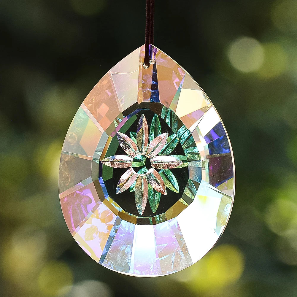 75mm Daisy Flower K9 Crystal Suncatcher Prism Pendant