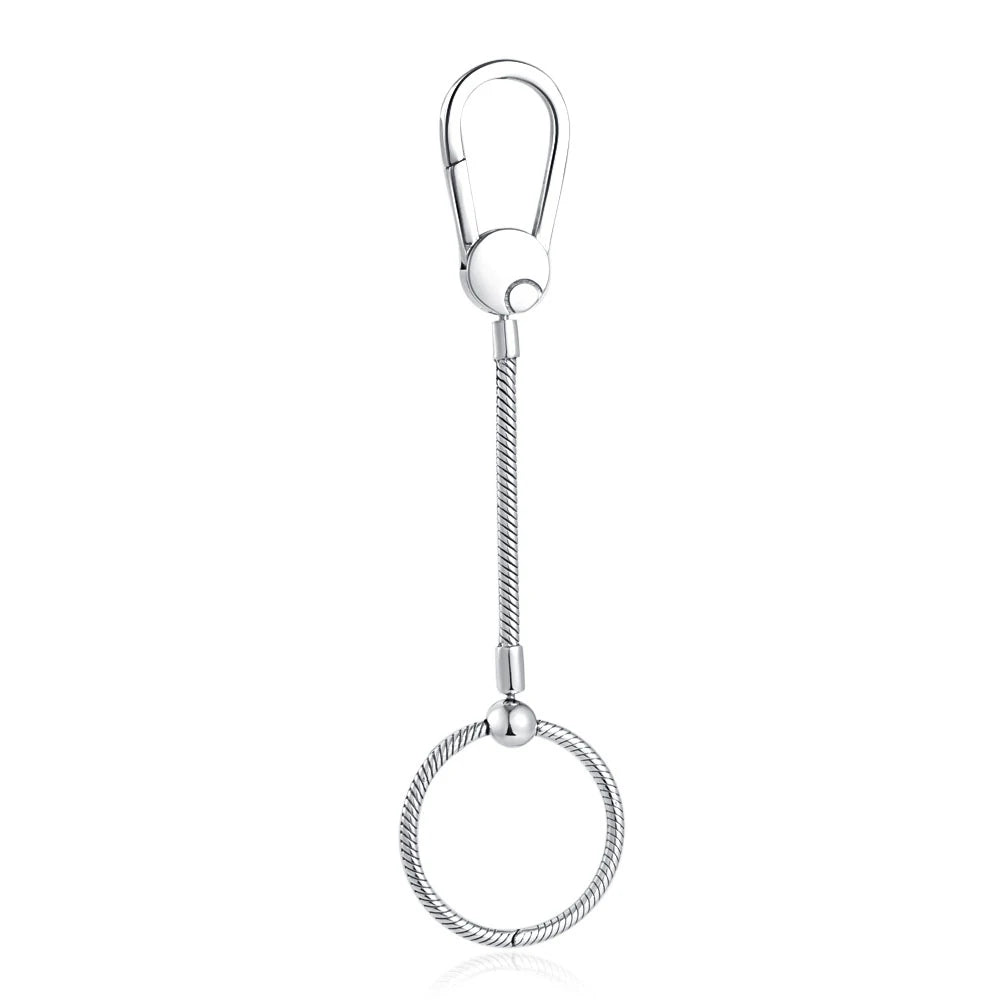 925 Sterling Silver Charm Holder Keychain – Bag Charm & Key Ring Set for Women