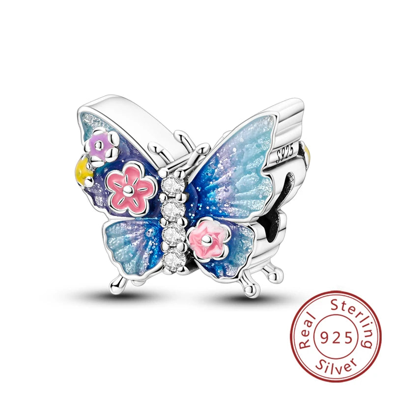 925 Silver Nature & Animal Charms – Butterfly, Floral & Woodland Pendants for Bracelets