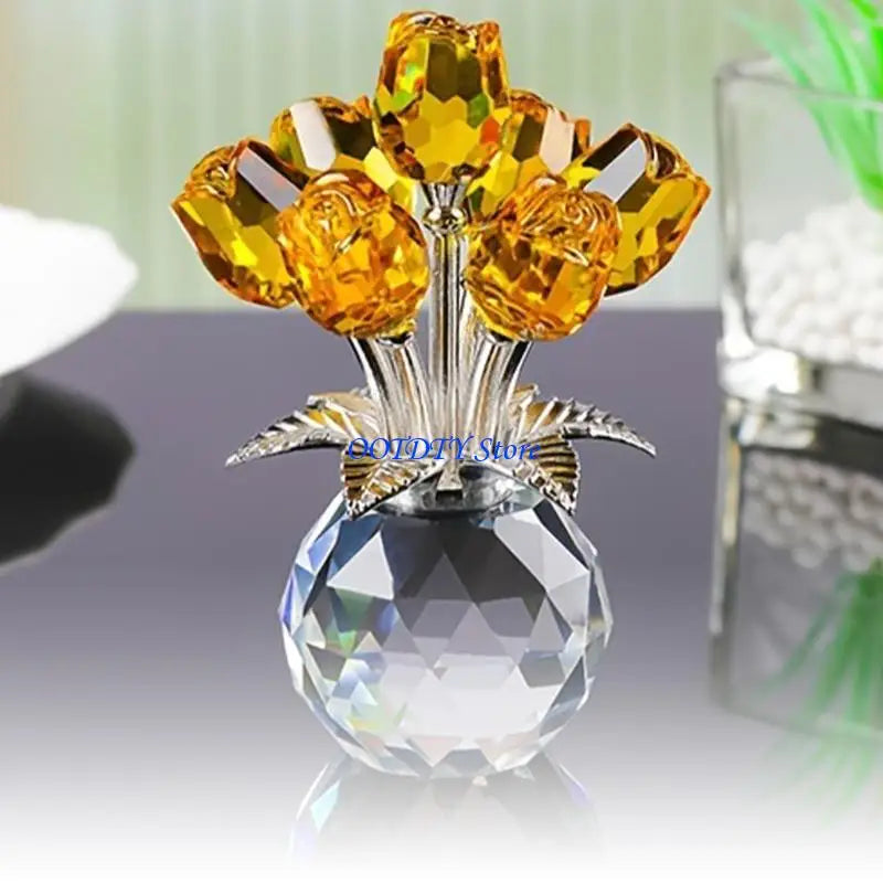 Handmade Crystal Rose Figurine — Elegant Flower Gift for Her