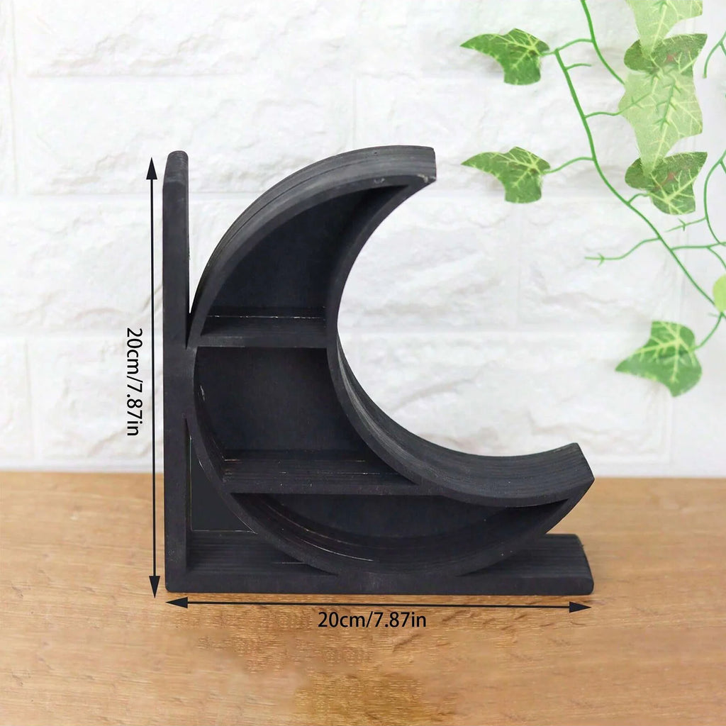 Crystal Sun & Moon Shelf Bookends — Decorative Wood & Crystal Book Holder