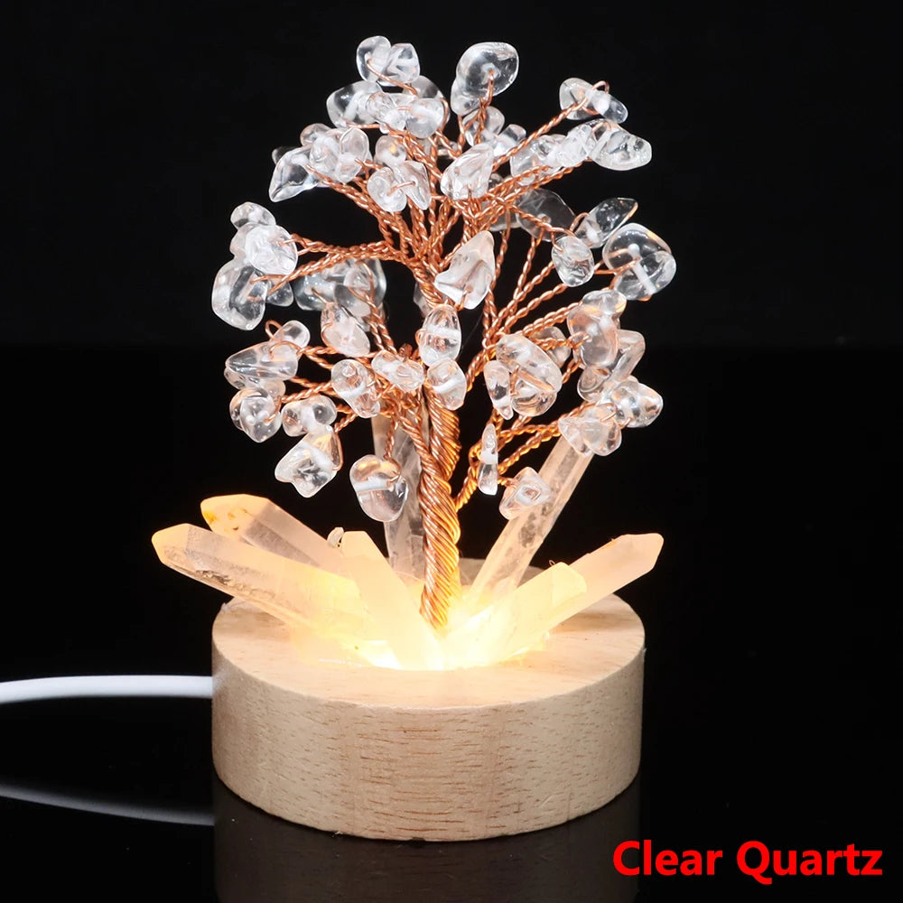 Crystal Tree Lamp – Natural Stone Reiki Healing Décor
