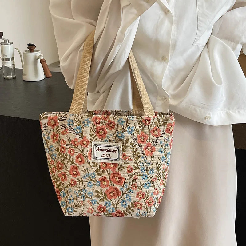 Floral Corduroy Tote Bag | Small & Large
