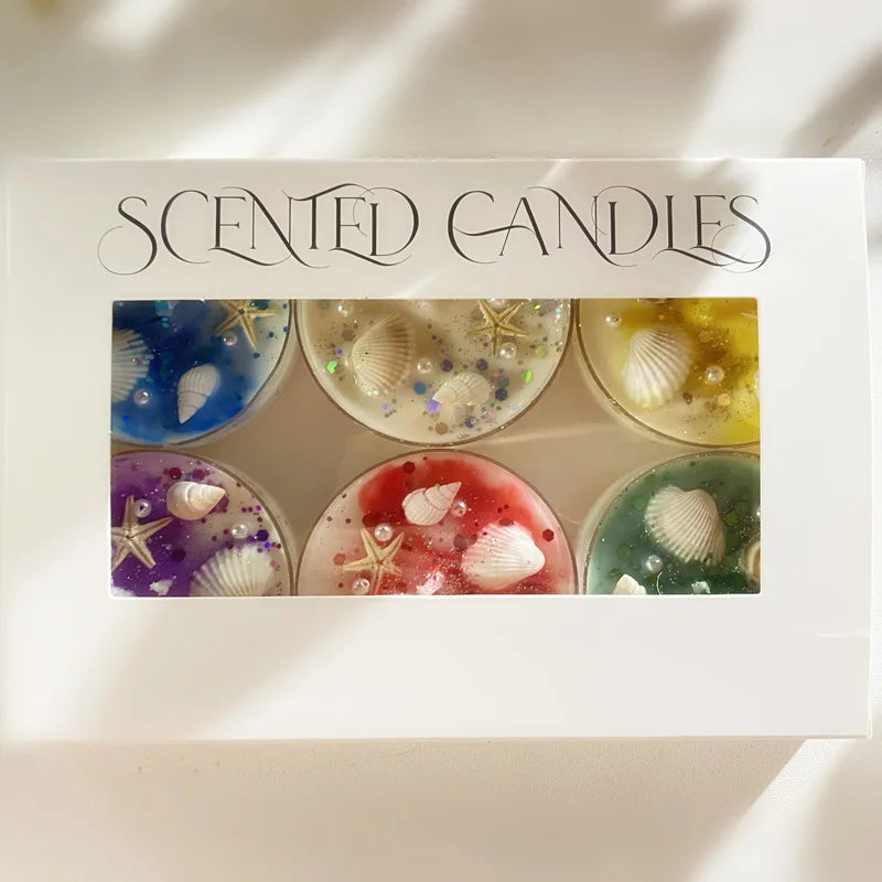 Seashell Soy Wax Candle Gift Set | Pearl & Glitter Accents