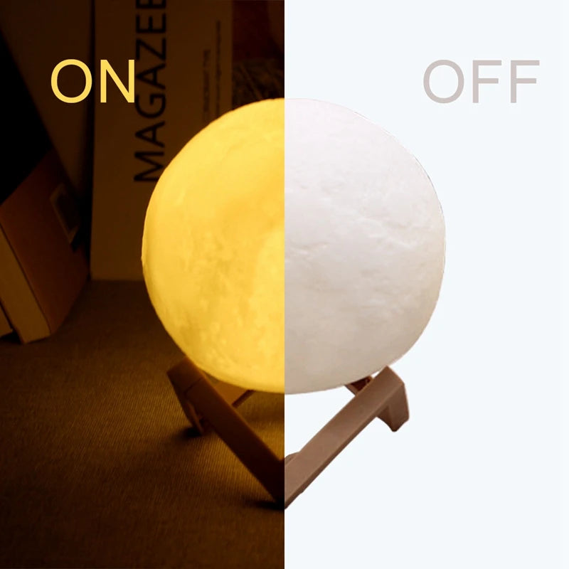 Moon Lamp LED Night Light with Stand — Starry Sky Bedroom Decor | Kids & Gift