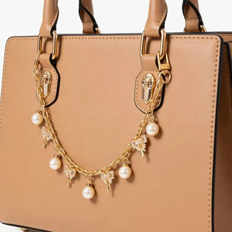 Gold Mushroom & Pearl Bag Charm | Handbag Chain Pendant