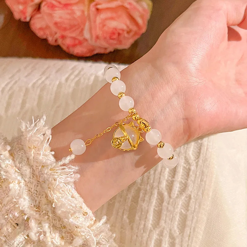Cat Charm Beaded Bracelet