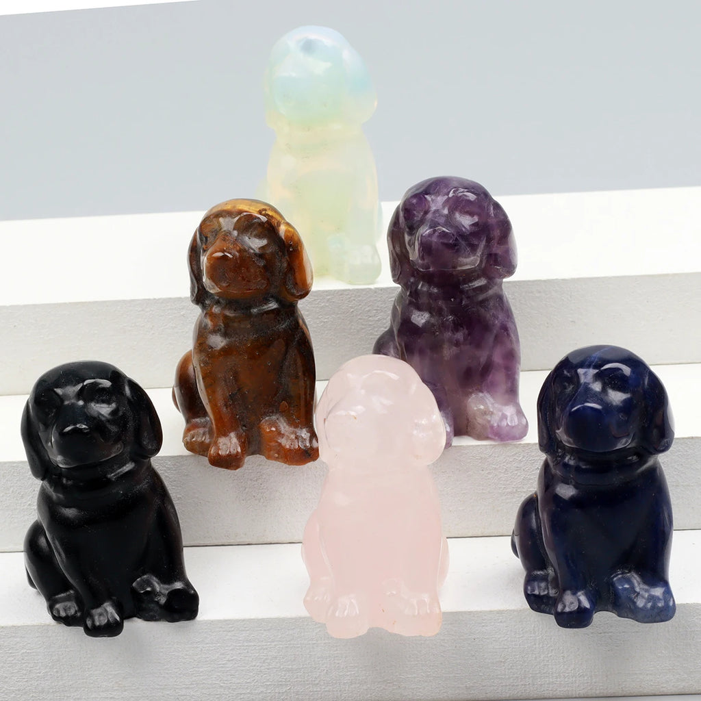 Mini Sitting Puppy Figurine | Stone & Opalite Options