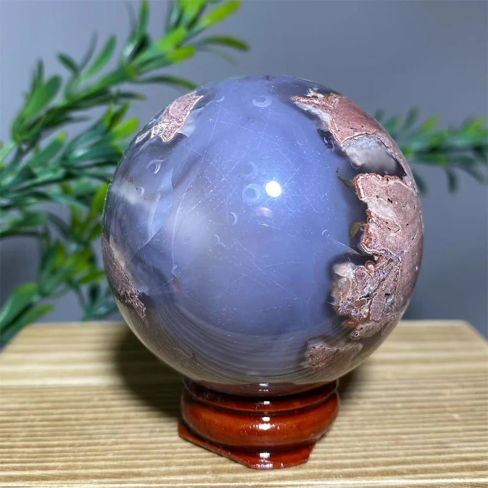Natural Agate Crystal Sphere with Stand | Hand-Selected · Unique Flash Stone