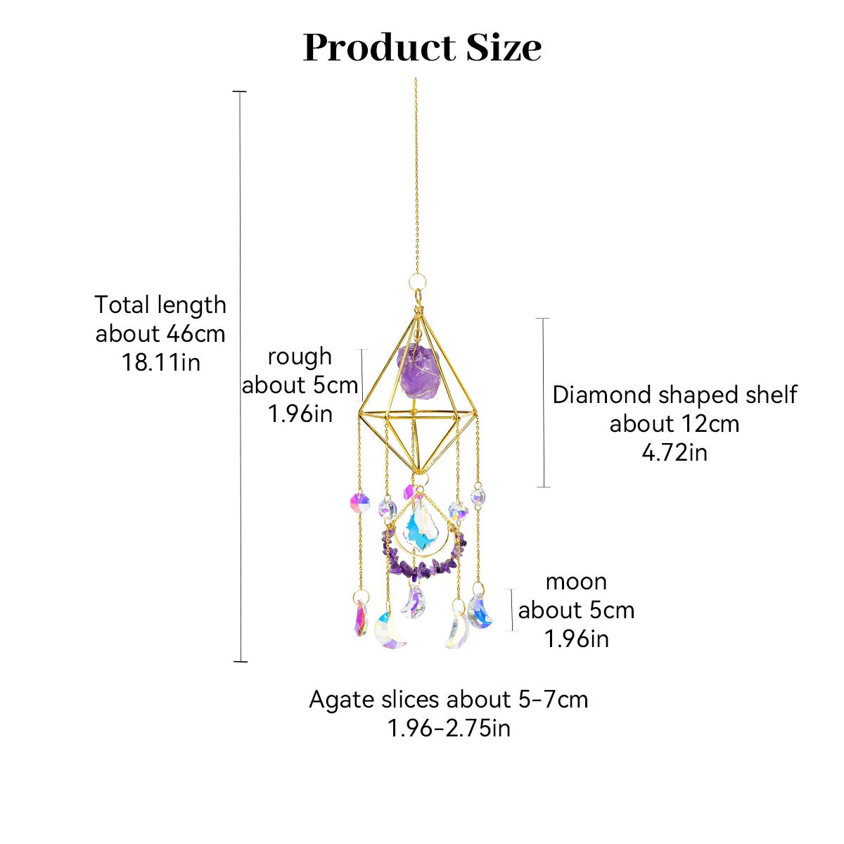 Natural Raw Stone Crystal Suncatcher