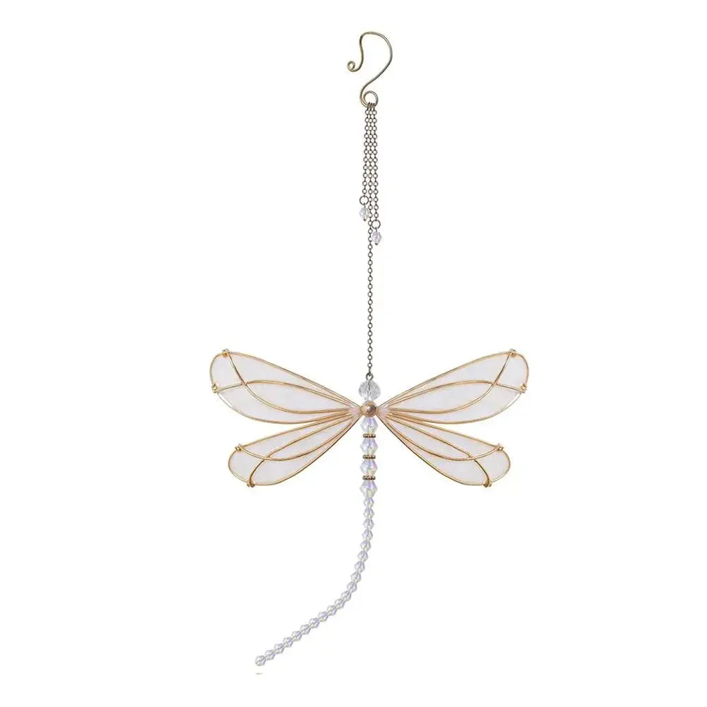 Golden Dragonfly Crystal Suncatcher Wind Chime Pendant