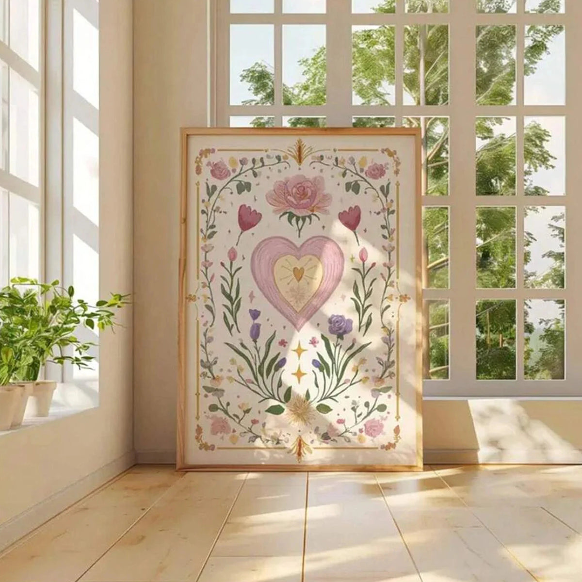 Boho Romantic Botanical Wall Art Print | Canvas Poster for Living Room & Bedroom