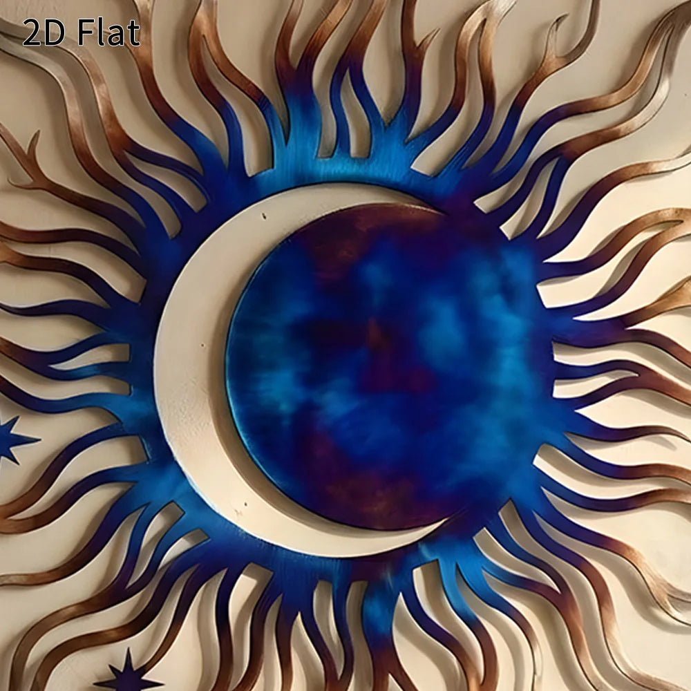 Midnight Sun & Crescent Moon Metal Wall Art