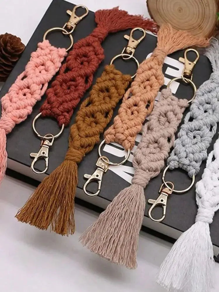 Boho Handmade Rope Braided Keychain | Bag Charm & Phone Lanyard Gift