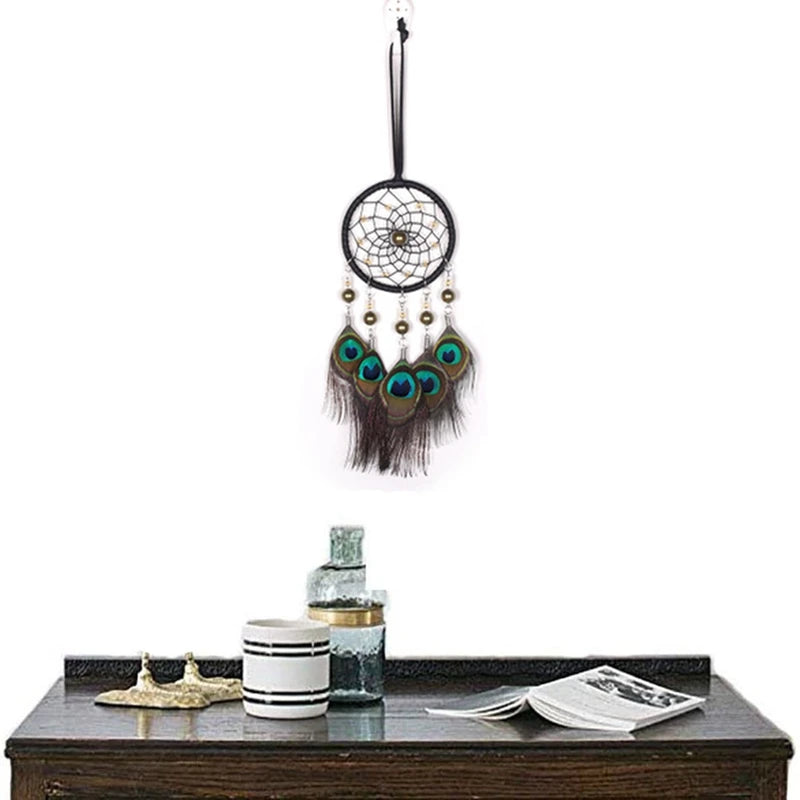 Mini Dream Catcher Feather Pendant — Car Charm, Wind Chime & Wall Hanging