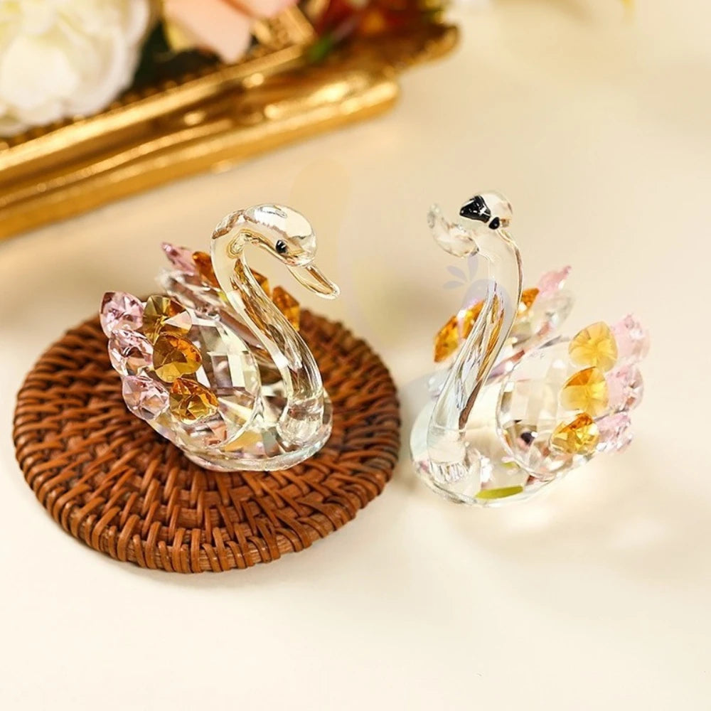 Crystal Glass Swan Ornament — Handcrafted Home Decor & Gift