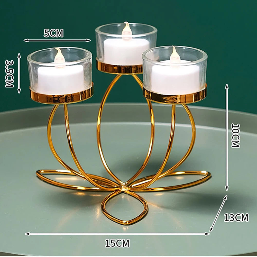 Gold-Tone Lotus-Inspired Candle Holder