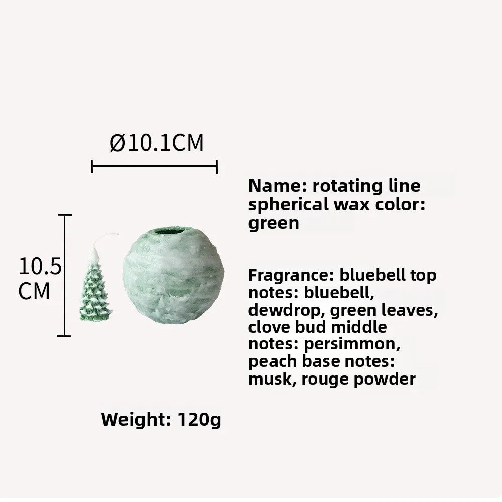Handmade Spherical Aromatherapy Candle — Rotating Line Art Design