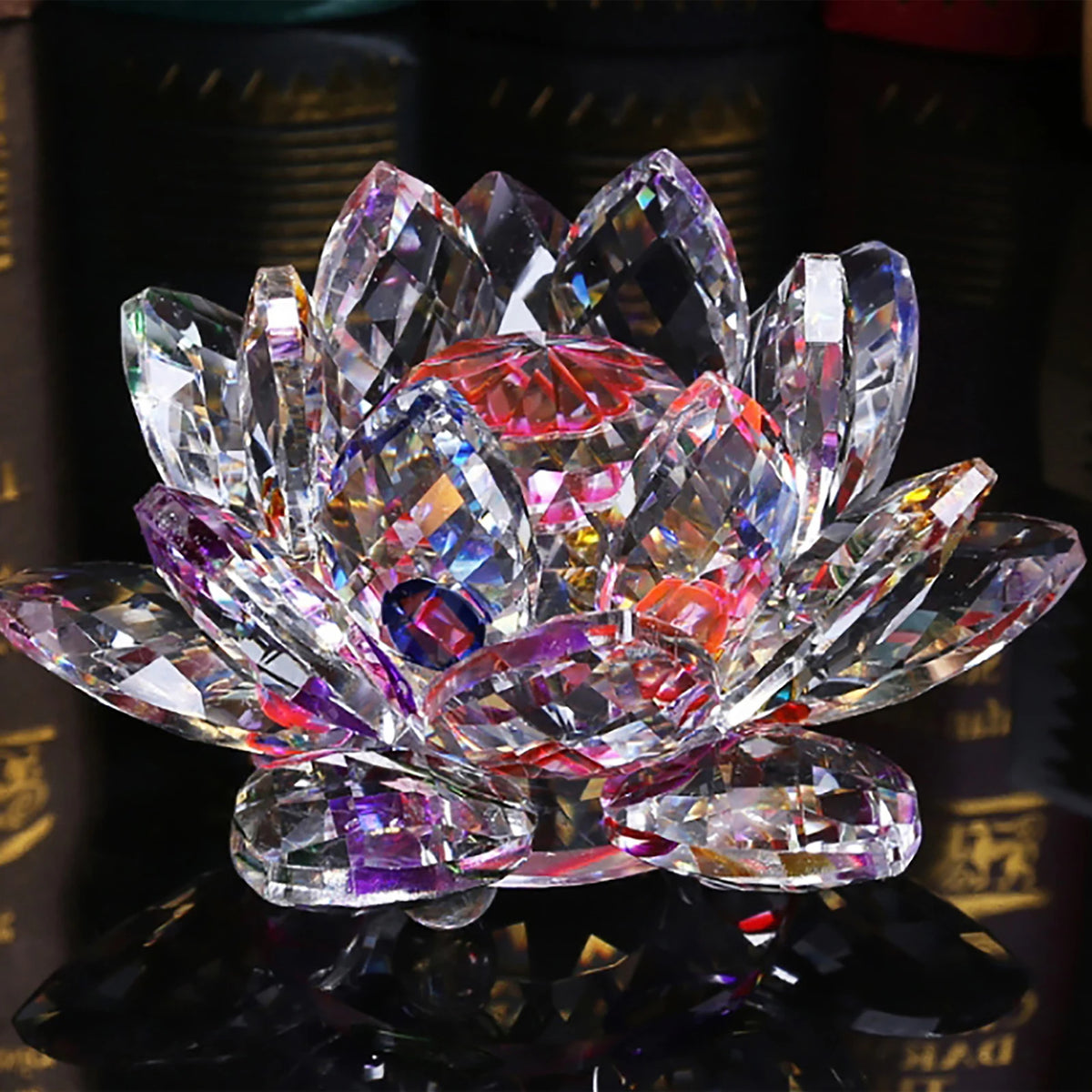 Crystal Lotus Flower Figurine | Sparkling Glass Décor in 8 Colors