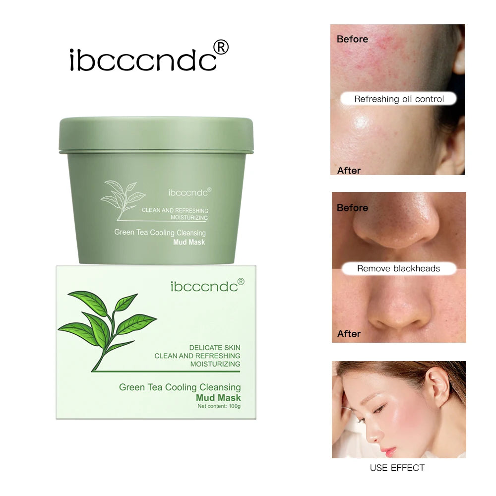 Green Tea Clay Mud Mask – 100g | Deep Cleansing & Pore Refining