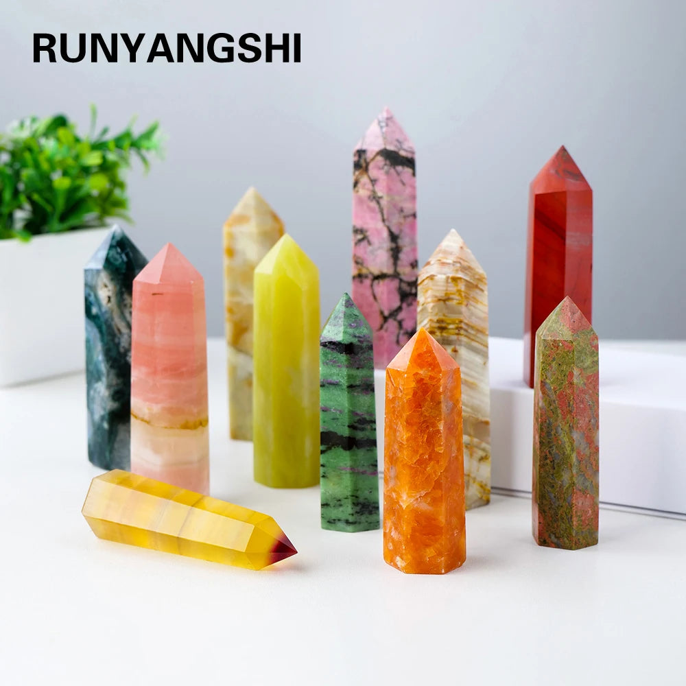 Natural Crystal Tower Wand — Choose Your Stone | Reiki Healing Point for Home Decor & Meditation