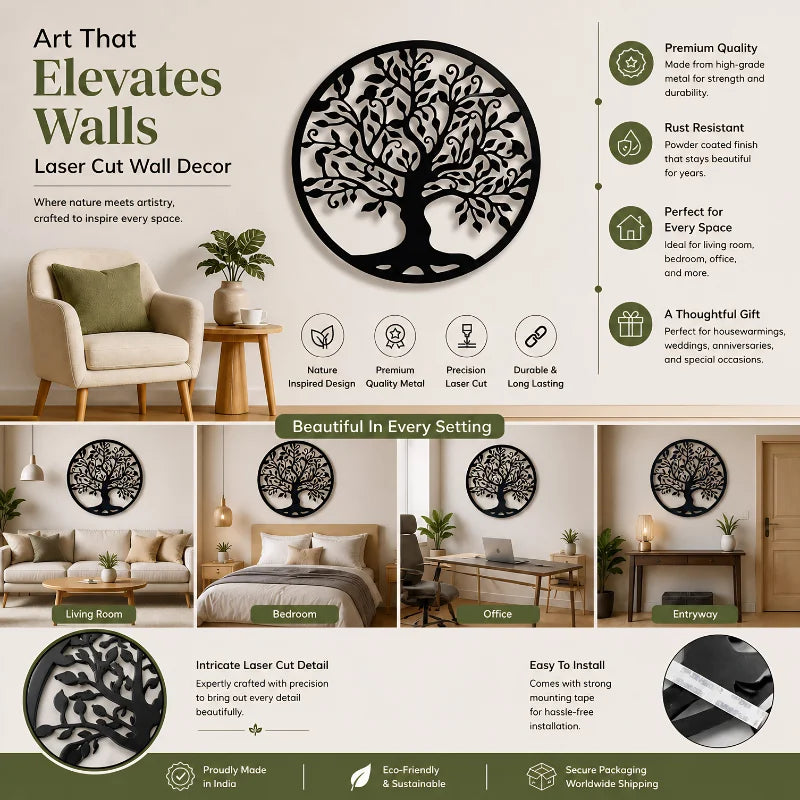Designer Tree of Life Metal Wall Decor