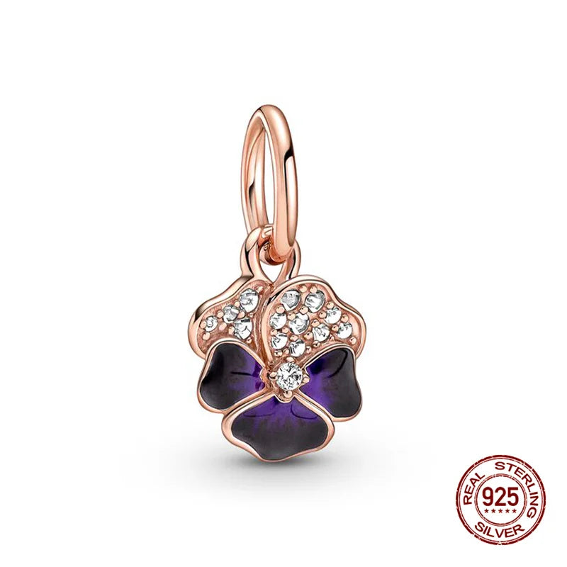 925 Sterling Silver Floral Charm Bead | Roses, Flowers & Lucky Clover for Bracelets & Necklaces