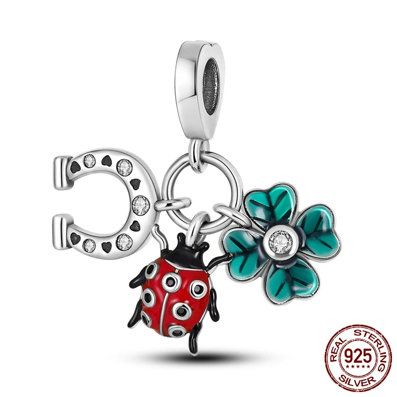 925 Sterling Silver Charm Holder Set – Bag Charm & Key Ring for DIY Jewelry