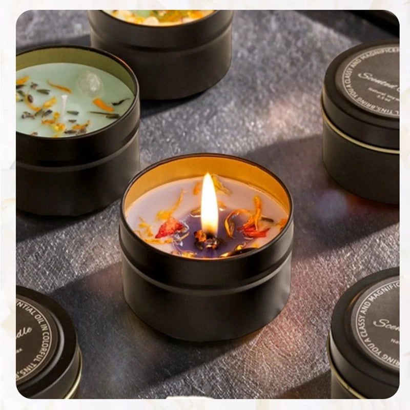 Crystal & Dried Flower Soy Wax Candle — Iron Tin Gift Candle