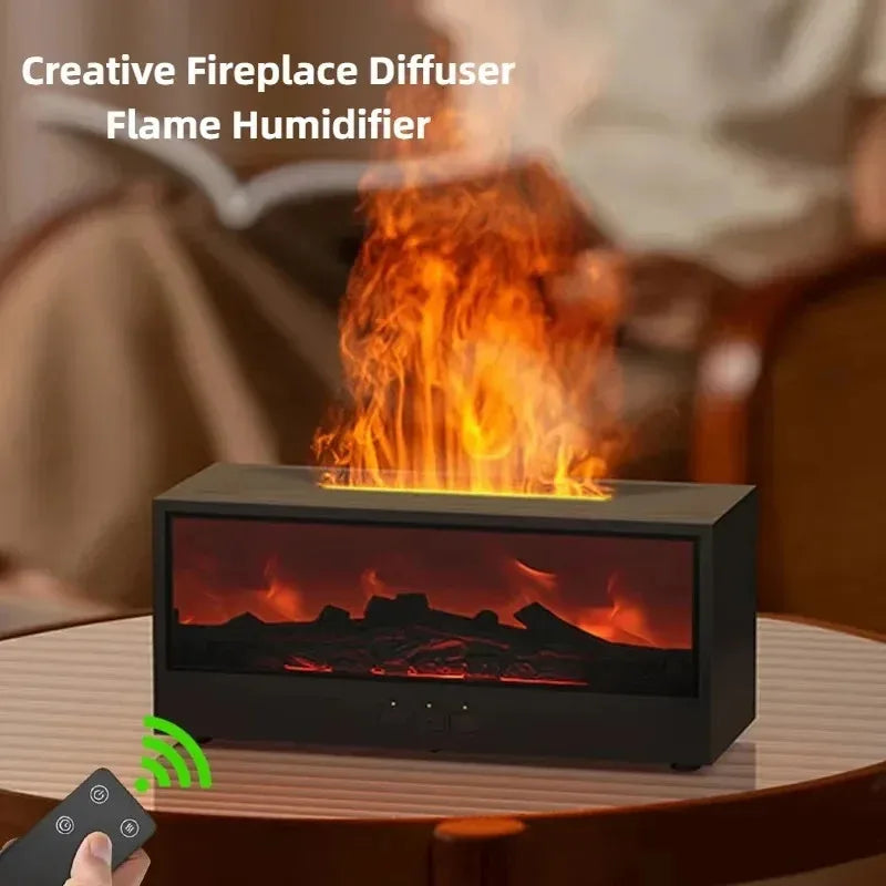 3D Flame Aromatherapy Diffuser | Essential Oil Humidifier with Remote & Mood Light