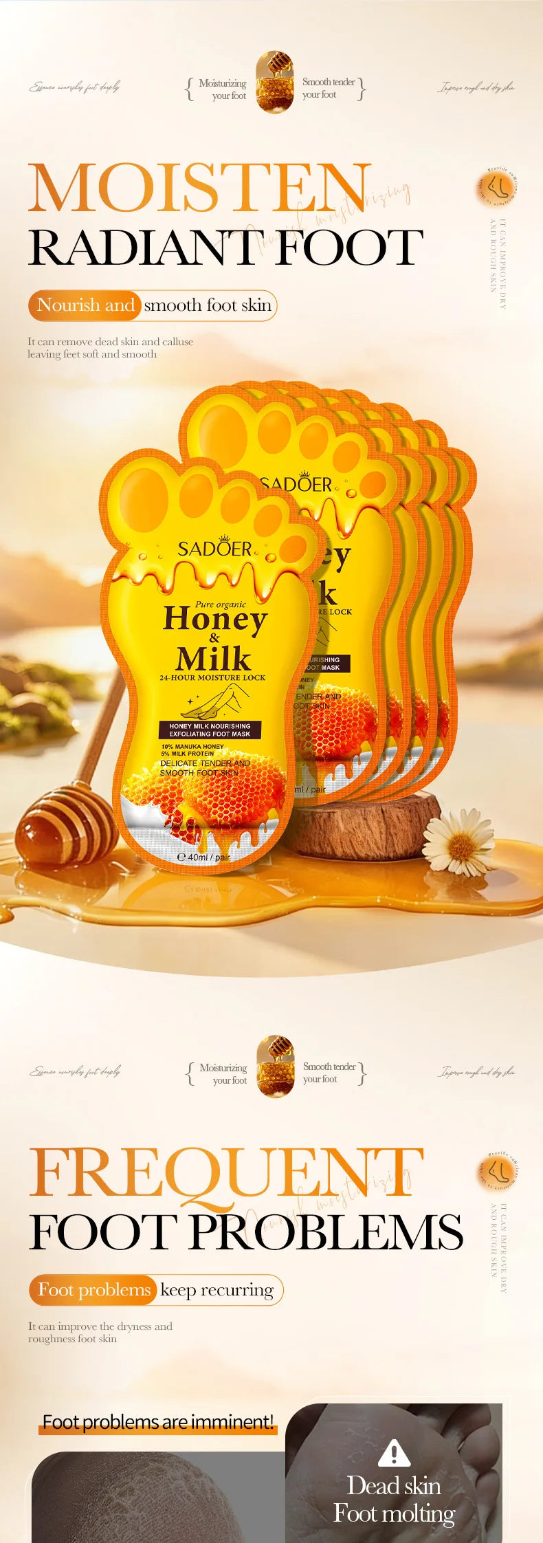 Honey Milk Nourishing Foot Mask — 5 Pairs