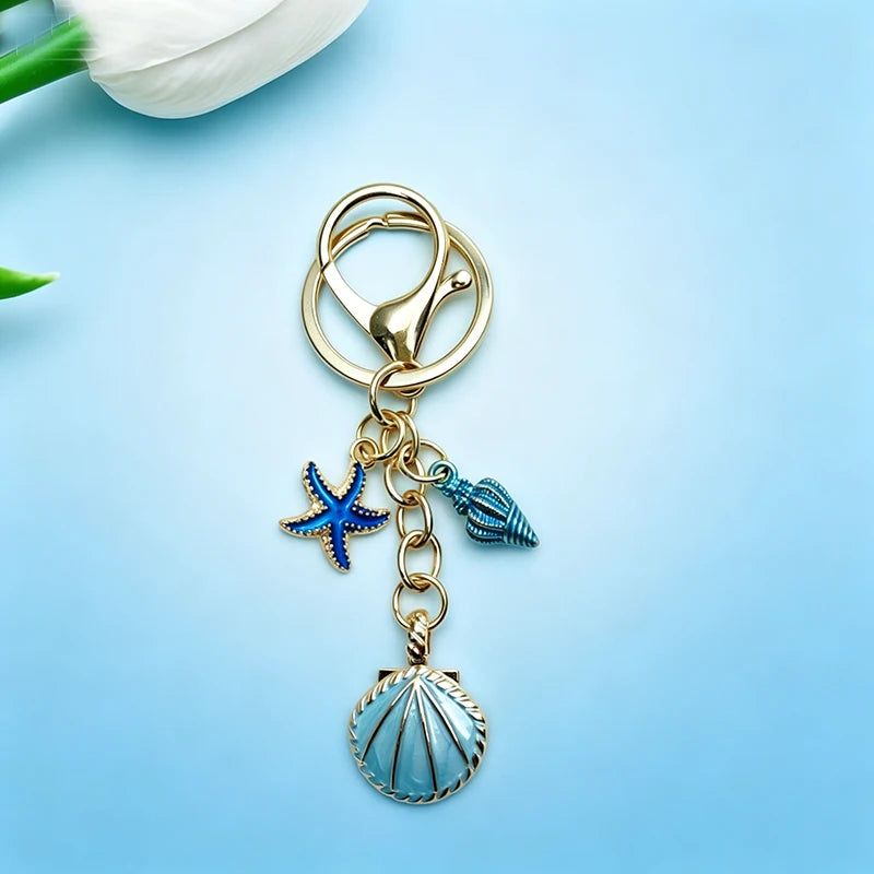 Boho Sea Star & Shell Pearl Bag Charm – Summer Handbag & Keychain Pendant