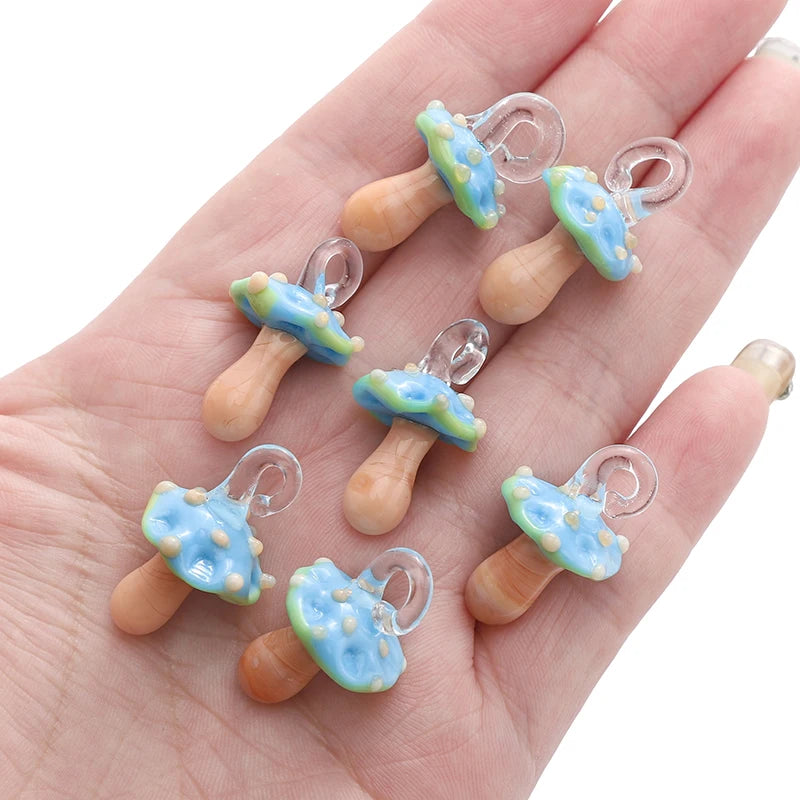 Lampwork Glass Mushroom Charm Bead – DIY Jewelry Pendant